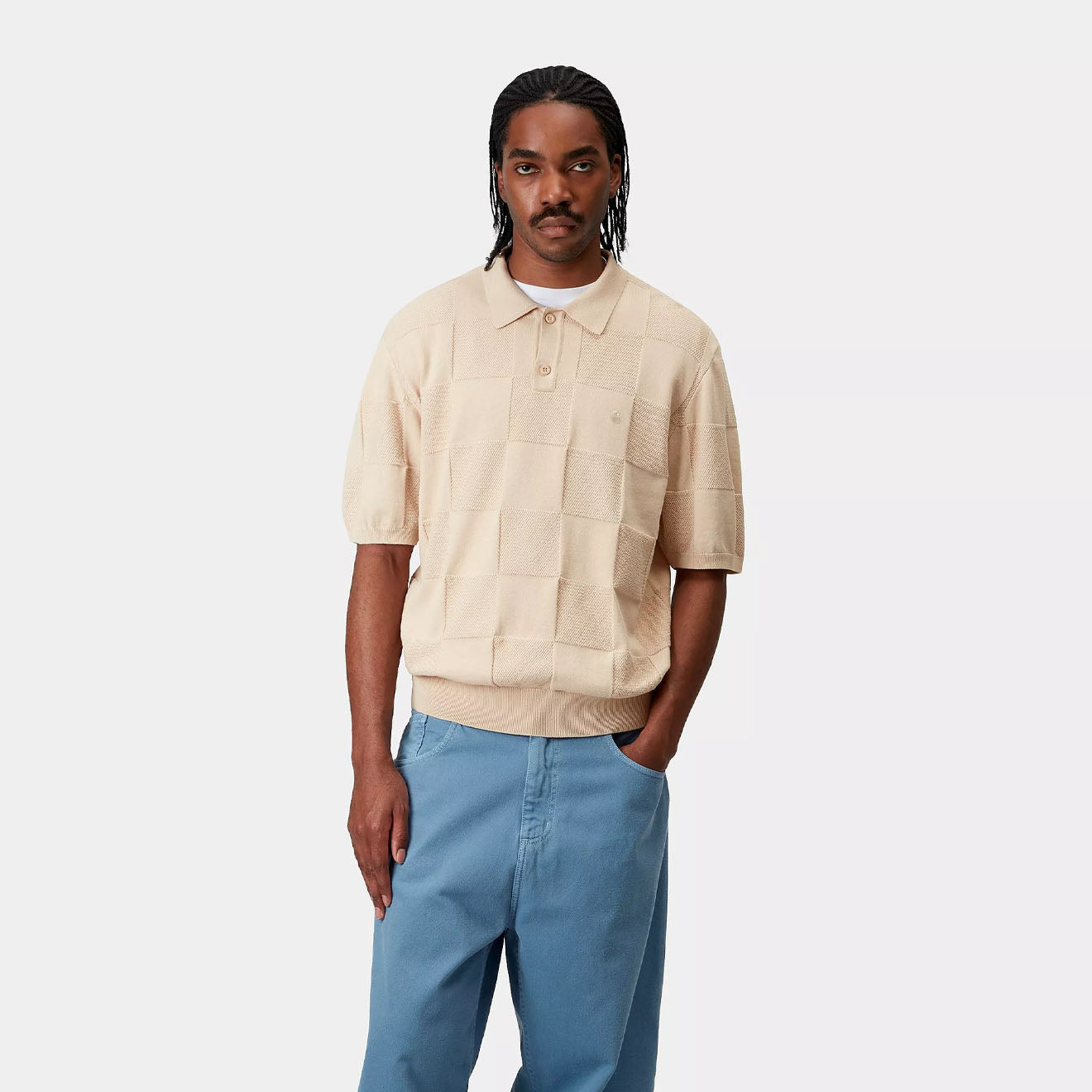 Carhartt WIP S/S Checker Polo Fleur De Sel - Parasol Store