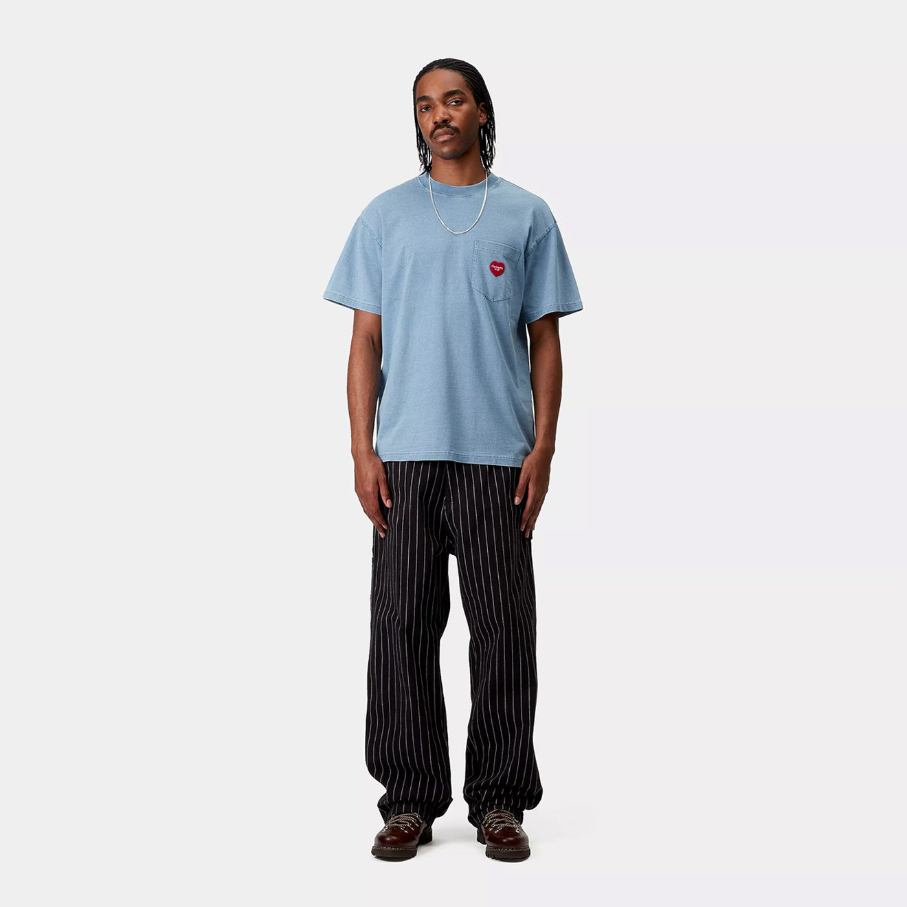 Carhartt WIP S/S Ingo Pocket T-Shirt Light Blue Garment Dyed - Parasol Store