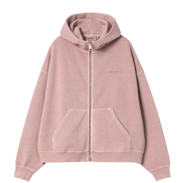 Carhartt WIP Womens Hooded Benton Jacket Glassy Pink Garment Dyed - Parasol Store