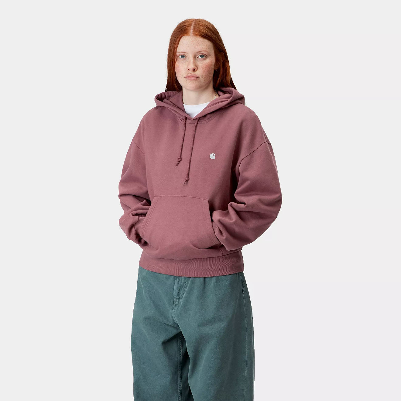 Carhartt WIP Womens Hooded Casey Sweatshirt Dusky Pink / Silver - Parasol Store