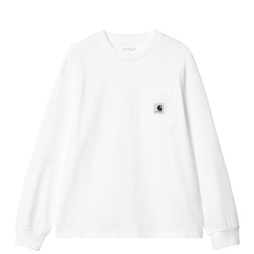 Carhartt WIP Womens L/S Pocket T-Shirt White - Parasol Store