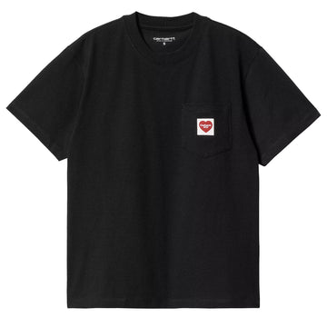 Carhartt WIP Womens S/S Pocket Heart T-Shirt Black / Red - Parasol Store