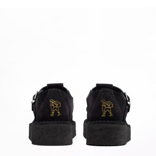 Clarks Originals Womens The Trek Wedge T-Bar Black Suede - Parasol Store