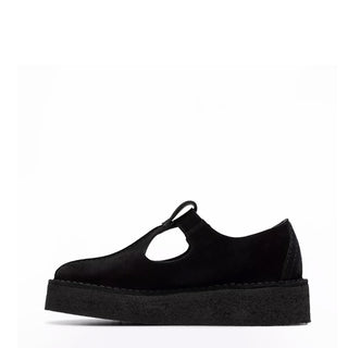 Clarks Originals Womens The Trek Wedge T-Bar Black Suede - Parasol Store