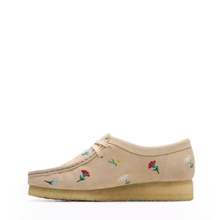 Clarks Originals Womens Wallabee Taupe Embroidery - Parasol Store
