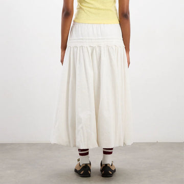 Damson Madder Agatha Puff Midi Skirt White - Parasol Store