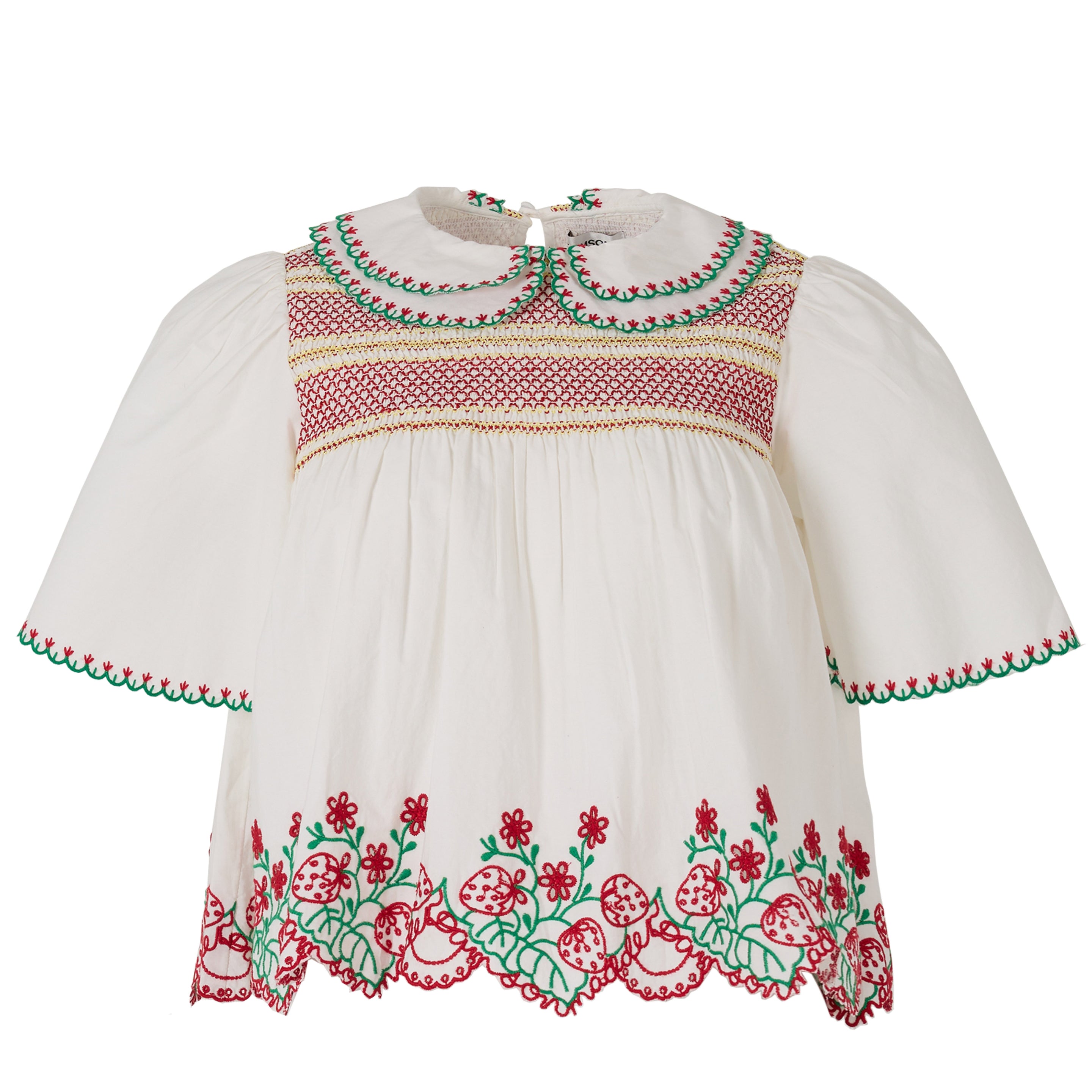 Damson Madder Andy Blouse White / Red Embrodiery