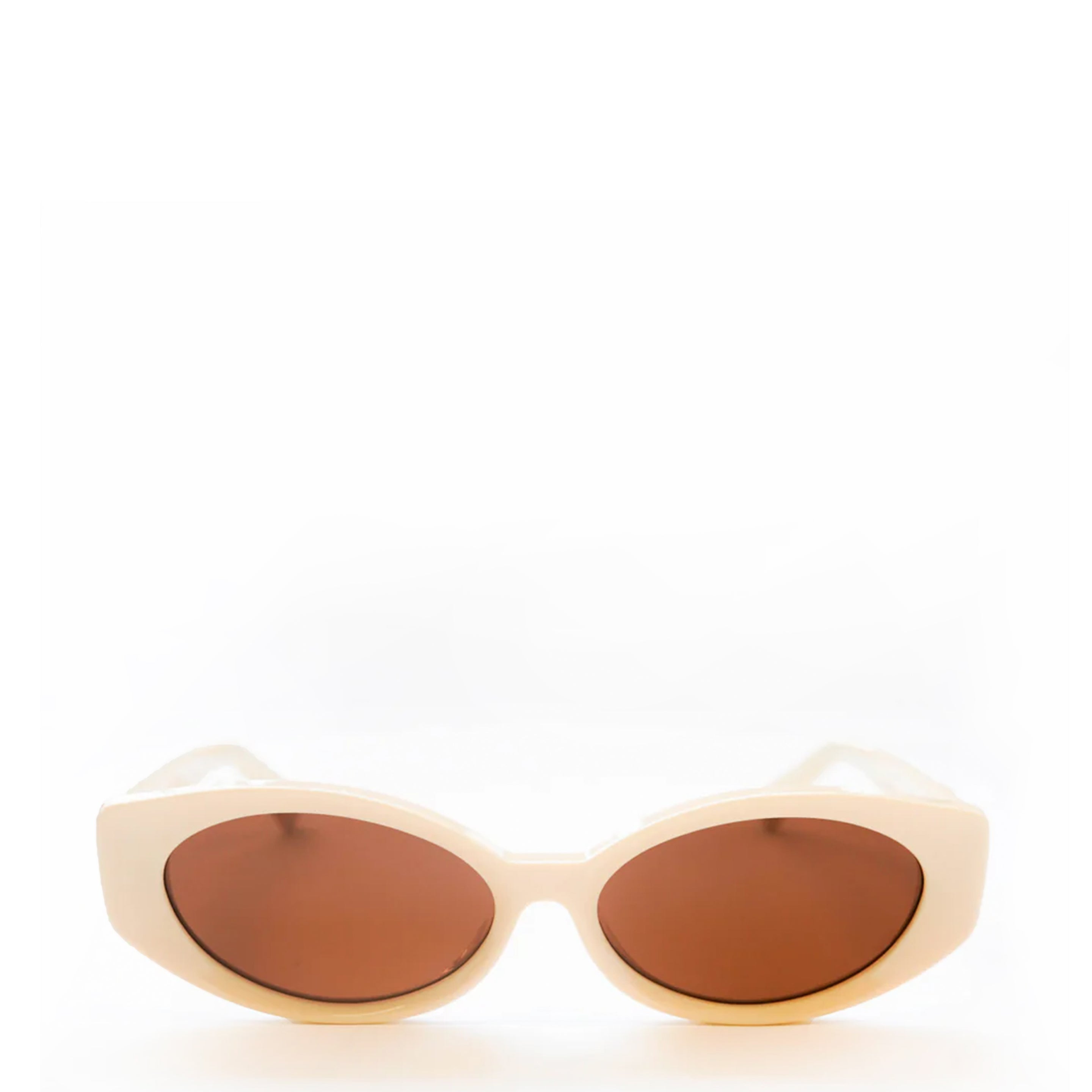 Damson Madder Catty Oval Sunglasses With Bow Detail Bone
