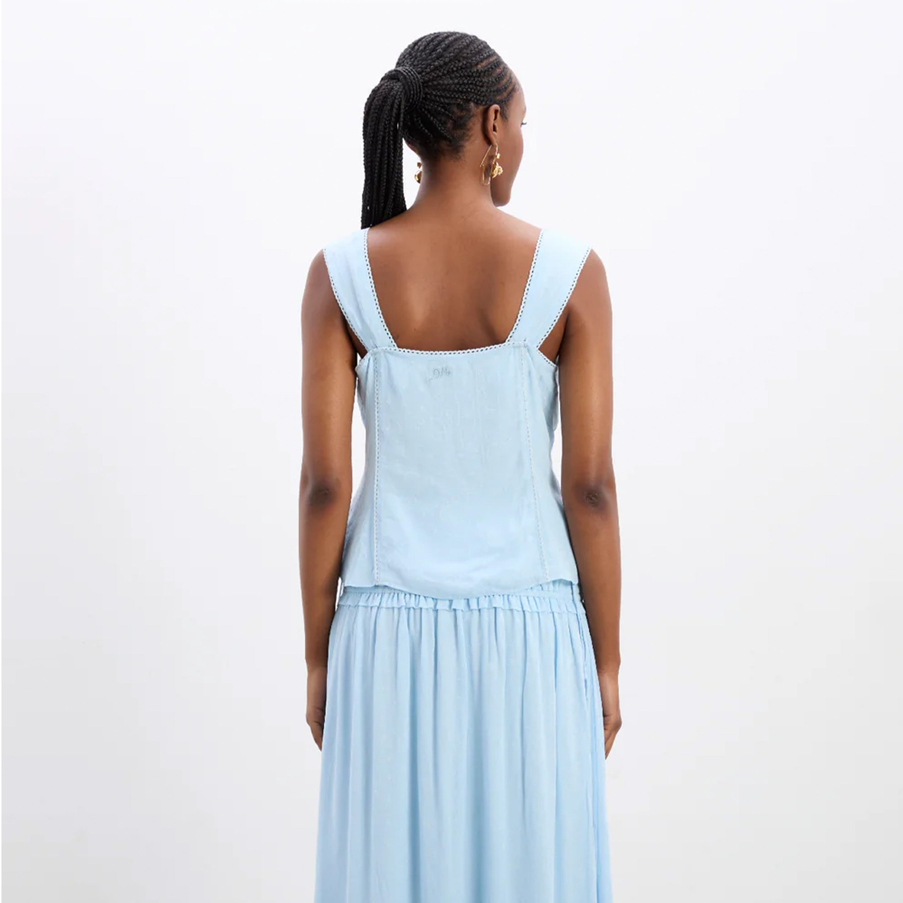Damson Madder Charlotte Cami Blue Monika Jacquard
