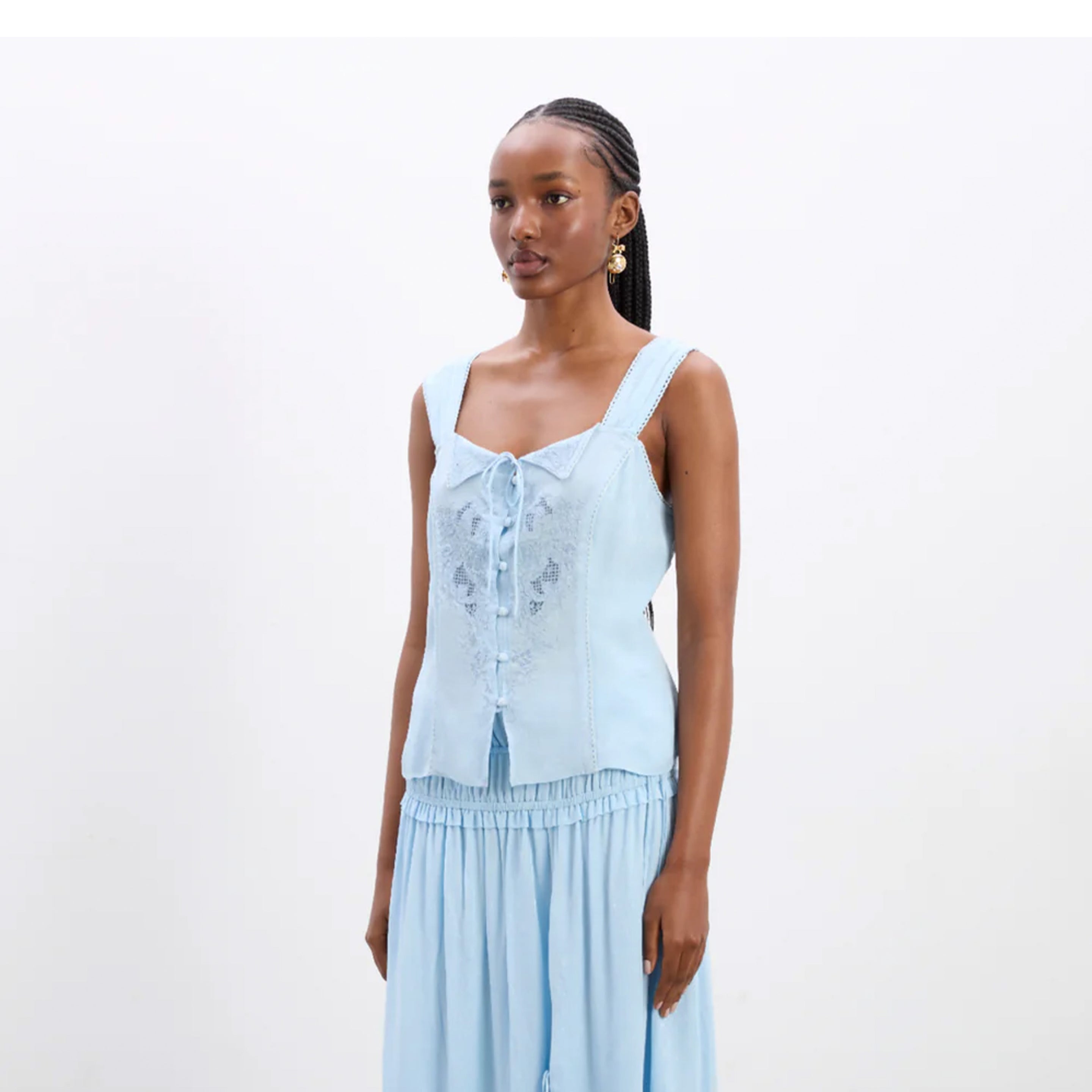 Damson Madder Charlotte Cami Blue Monika Jacquard