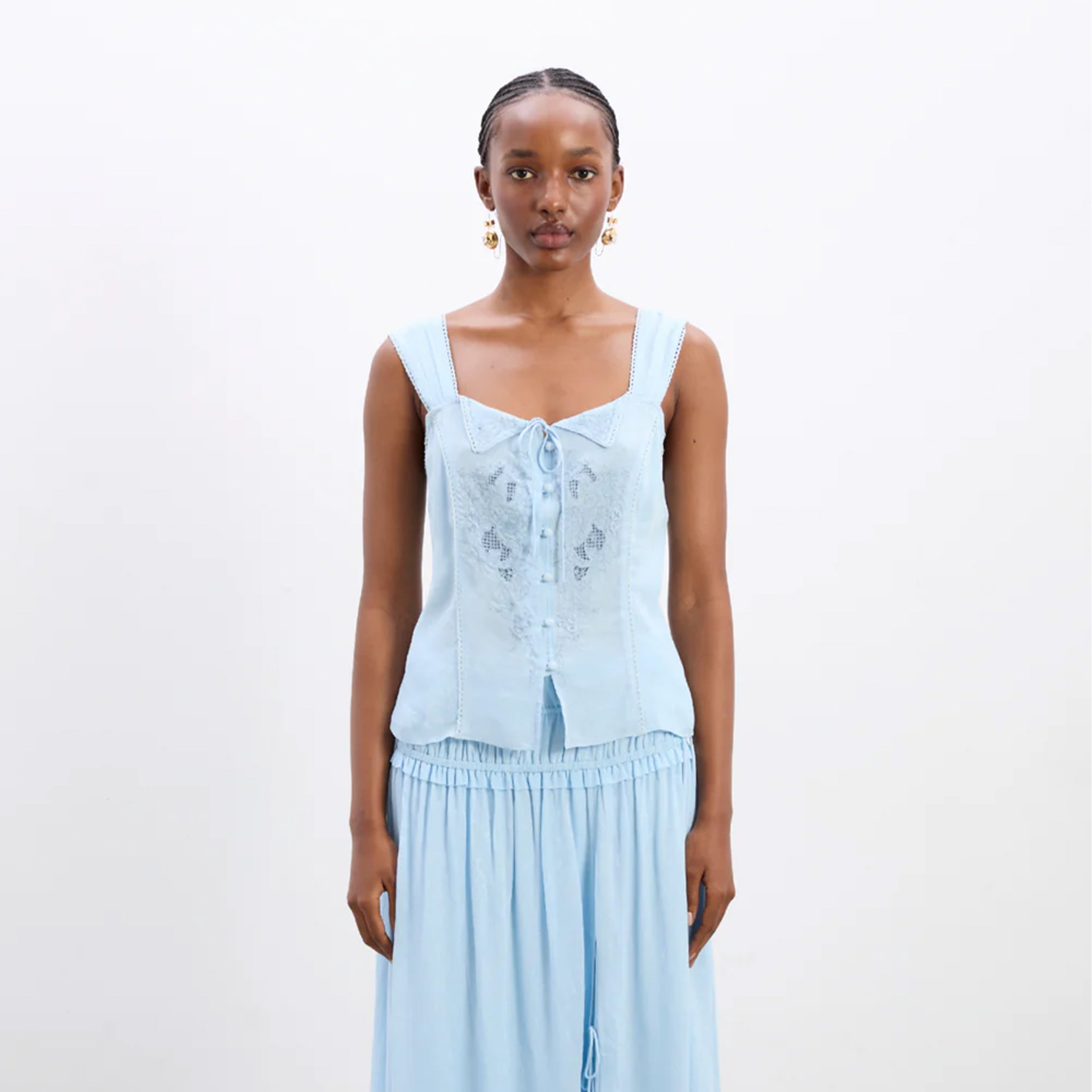 Damson Madder Charlotte Cami Blue Monika Jacquard