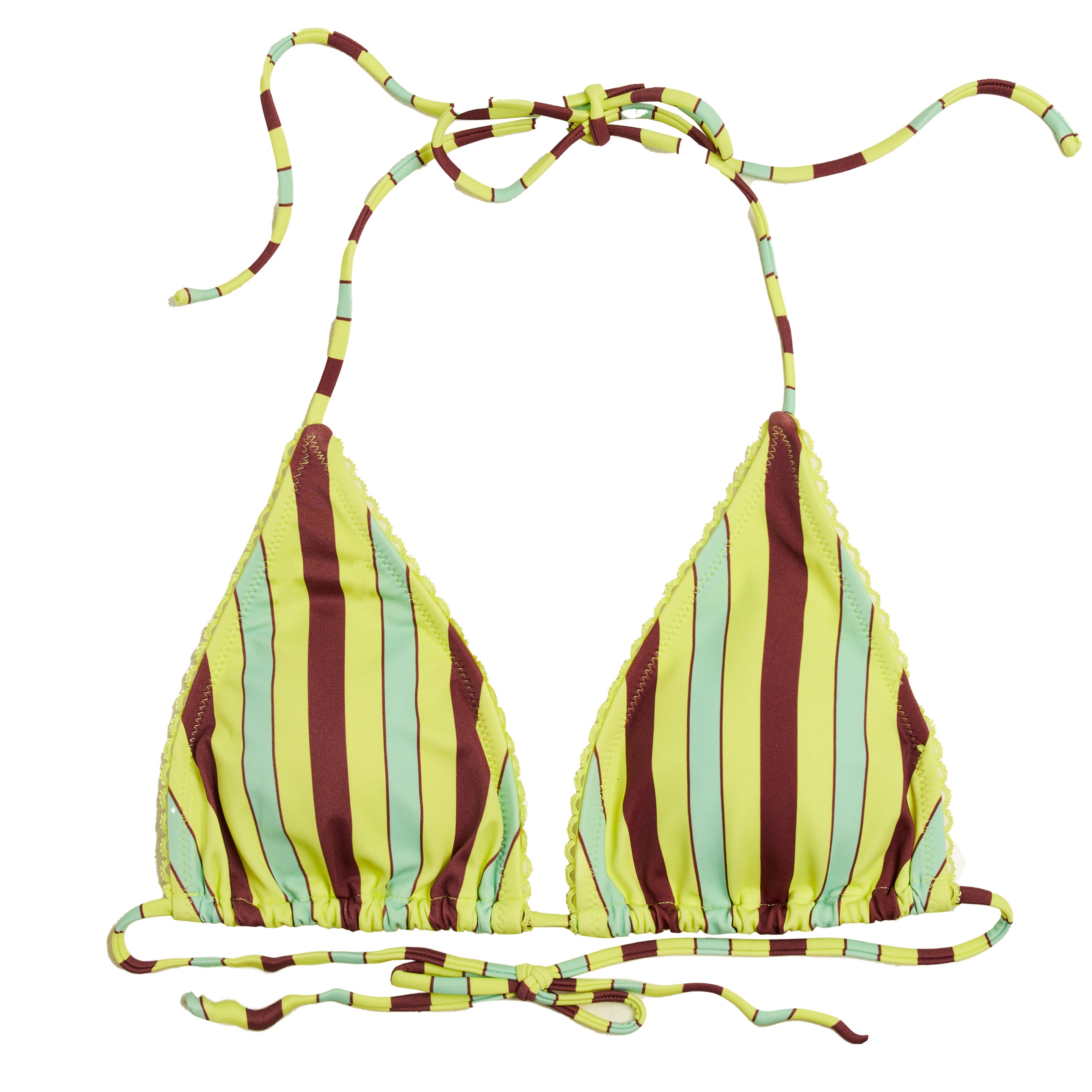 Damson Madder Picot Trim Triangle Bikini Tropical Stripe