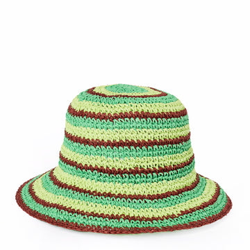 Damson Madder Raffia Bucket Hat Tropical Stripe - Parasol Store