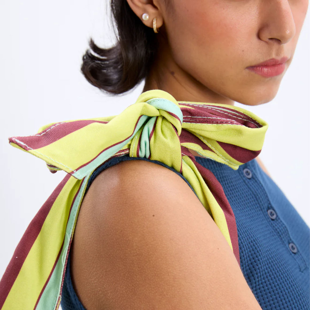 Damson Madder Tati Canvas Beach Bag Lime Stripe - Parasol Store