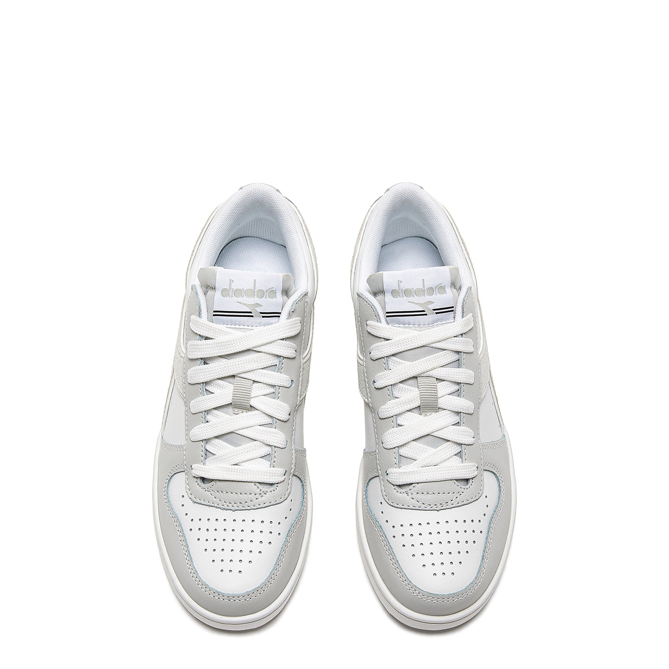 Diadora Womens Magic Basket Low Leather Trainer Dawn Blue / White Diadora