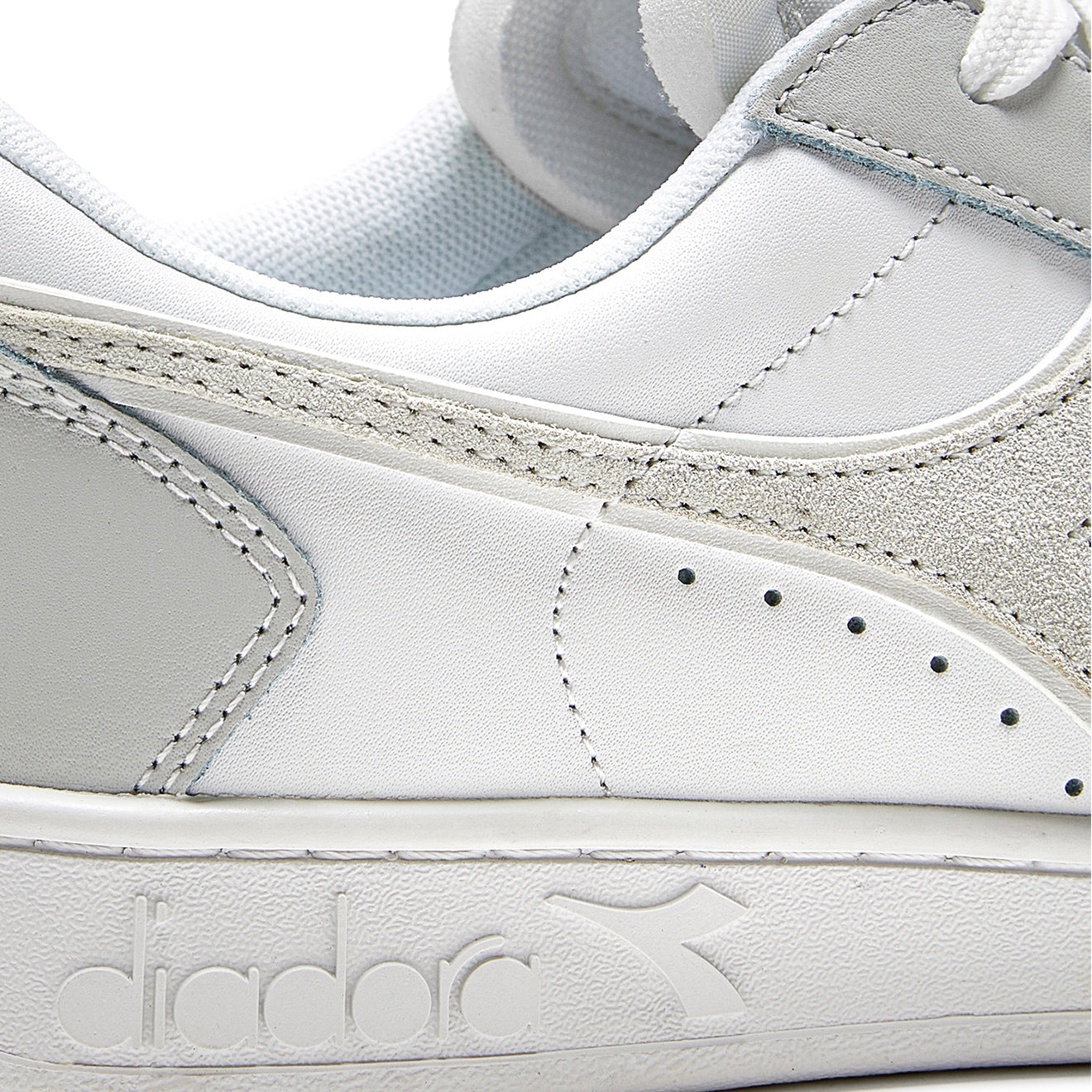 Diadora Womens Magic Basket Low Leather Trainer Dawn Blue / White Diadora