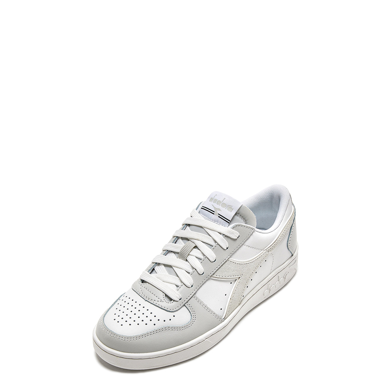 Diadora Womens Magic Basket Low Leather Trainer Dawn Blue / White Diadora