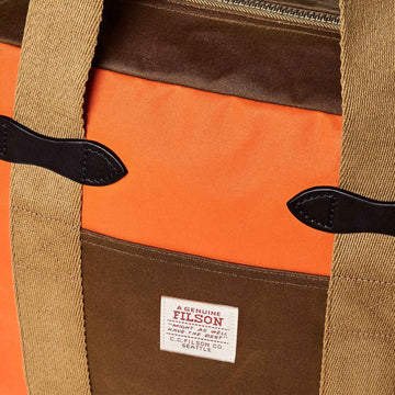 Filson Tin Cloth Tote Bag With Zipper Dark Tan / Flame Filson