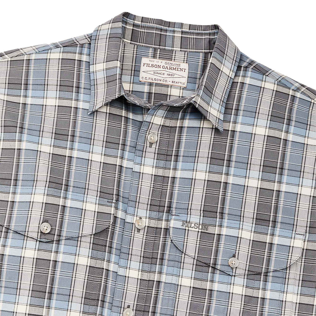 Filson Twin Lakes Short Sleeve Sport Shirt Gray / Blue / Cream - Parasol Store