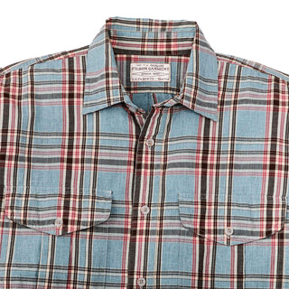 Filson Washed Feather Cloth Shirt Light Blue / Red / Natural Plaid - Parasol Store