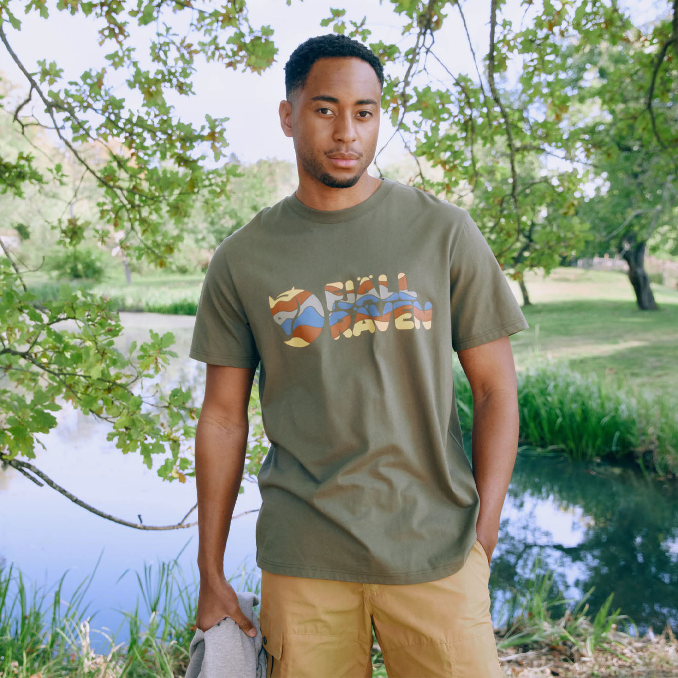 Fjallraven Multicolor Logo T-shirt Laurel Green - Parasol Store