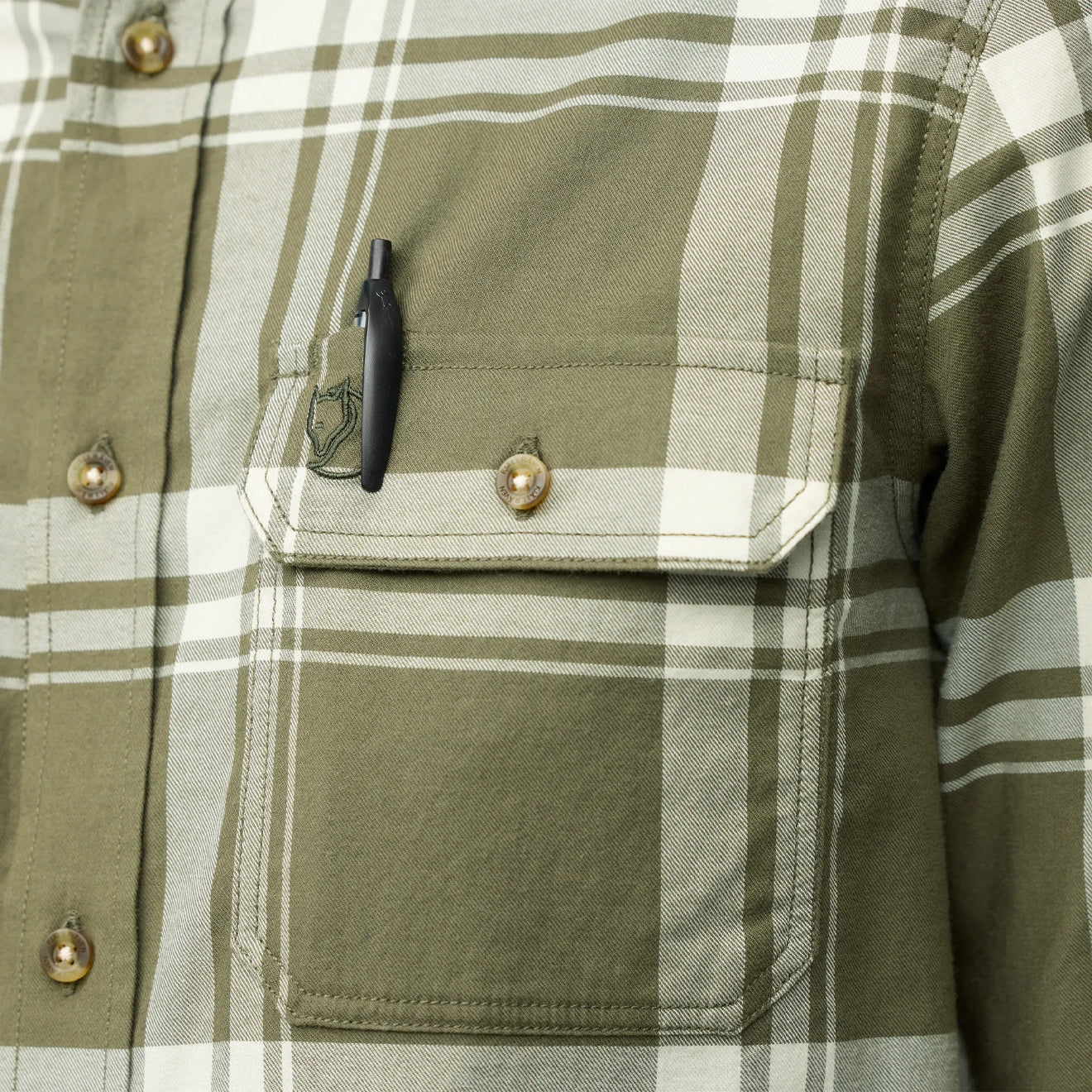 Fjallraven Ovik Lite Flannel Shirt Laurel Green / Chalk White
