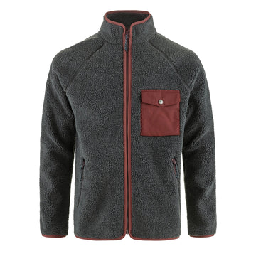 Fjallraven Vardag Pile Fleece Dark Grey / Maroon - Parasol Store