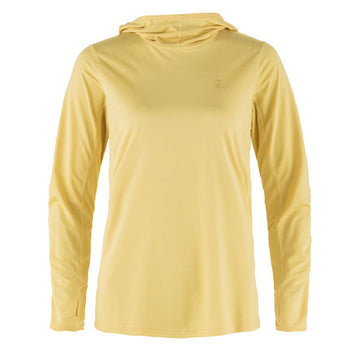 Fjallraven Womens Abisko Sun-Hoodie LS Hooded T-Shirt Mais Yellow - Parasol Store