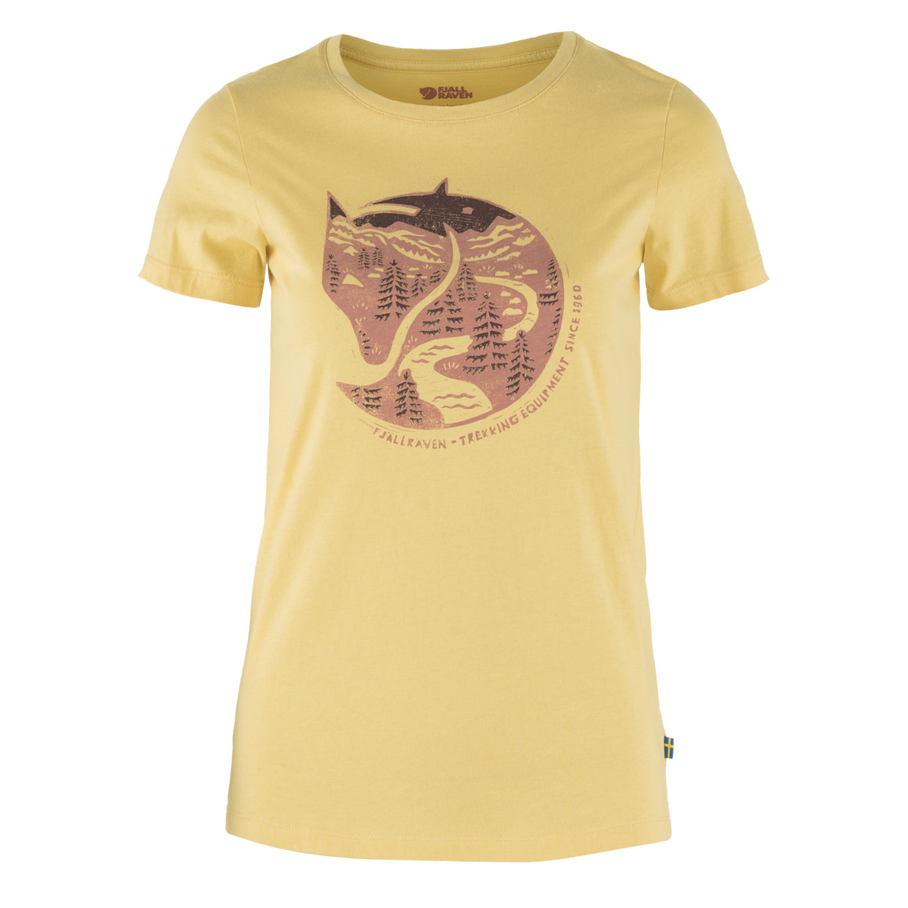 Fjallraven Womens Arctic Fox Print T-Shirt Mais Yellow - Parasol Store