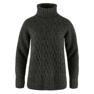 Fjallraven Womens Ovik Cable Knit Roller Neck Dark Grey - Parasol Store