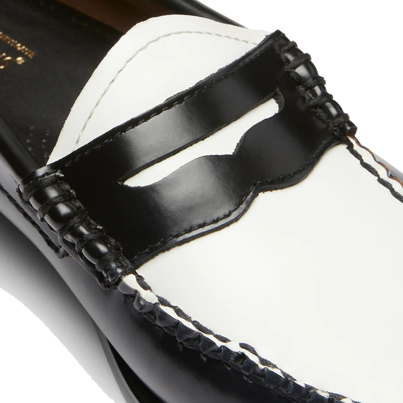 G.H.Bass Womens Bass Weejun Penny Loafer Black & White Leather - Parasol Store