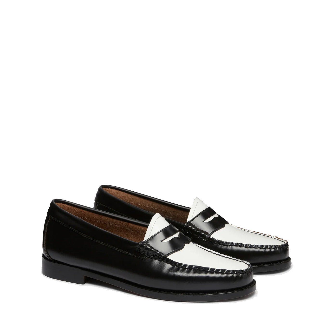 G.H.Bass Womens Bass Weejun Penny Loafer Black & White Leather - Parasol Store