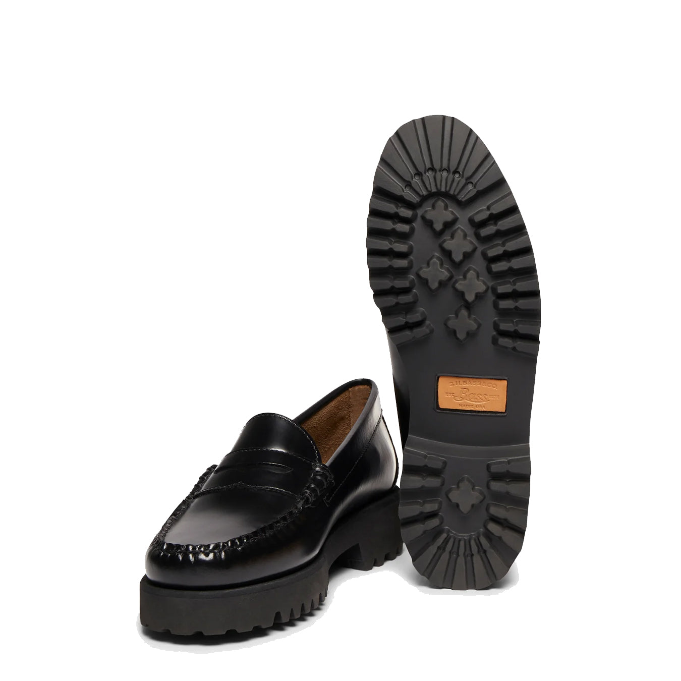 G.H.Bass Womens Weejuns 90s Penny Loafers Black Leather - Parasol Store