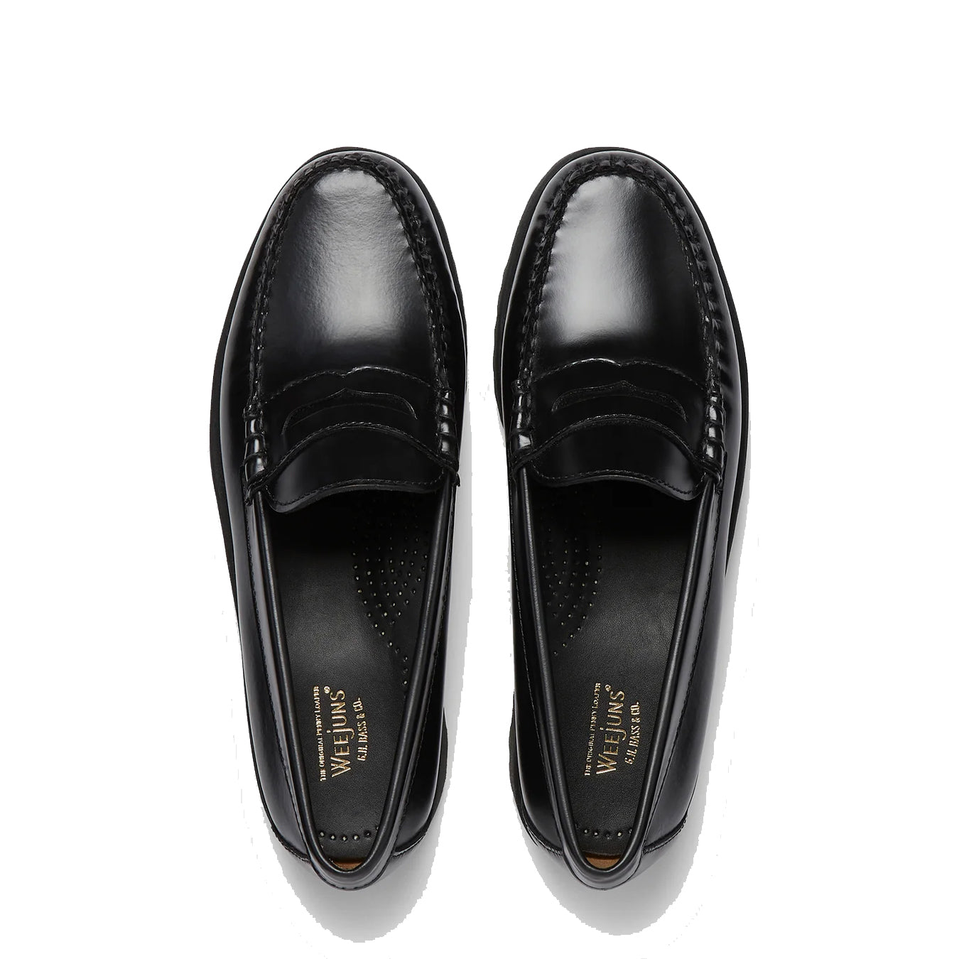 G.H.Bass Womens Weejuns 90s Penny Loafers Black Leather - Parasol Store
