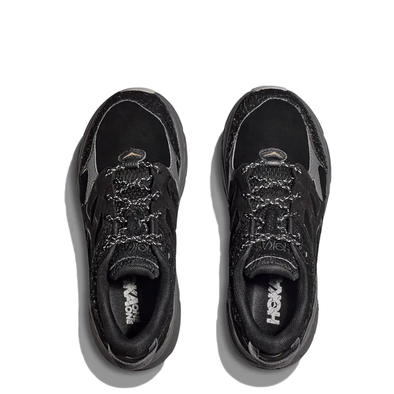 Hoka Elite Terrain System Clifton L Suede Trainer Black / Satellite Grey - Parasol Store
