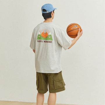 Kappy Kappy Morning Half T-Shirt Toru Fukuda Edition Melange Gray - Parasol Store