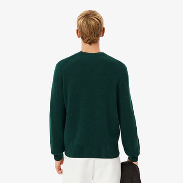 Lacoste Carded Wool Crew Neck Sweater Sinople Green - Parasol Store