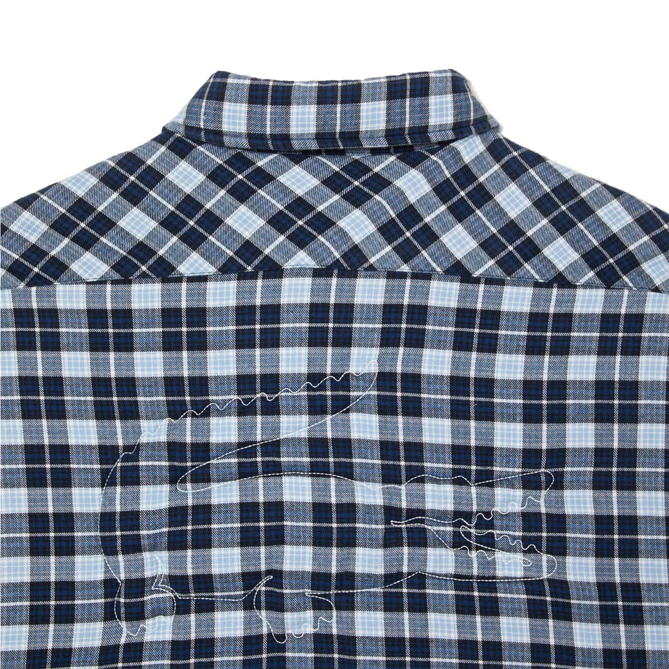 Lacoste Checked Overshirt with Quilted Lining Navy Blue / White