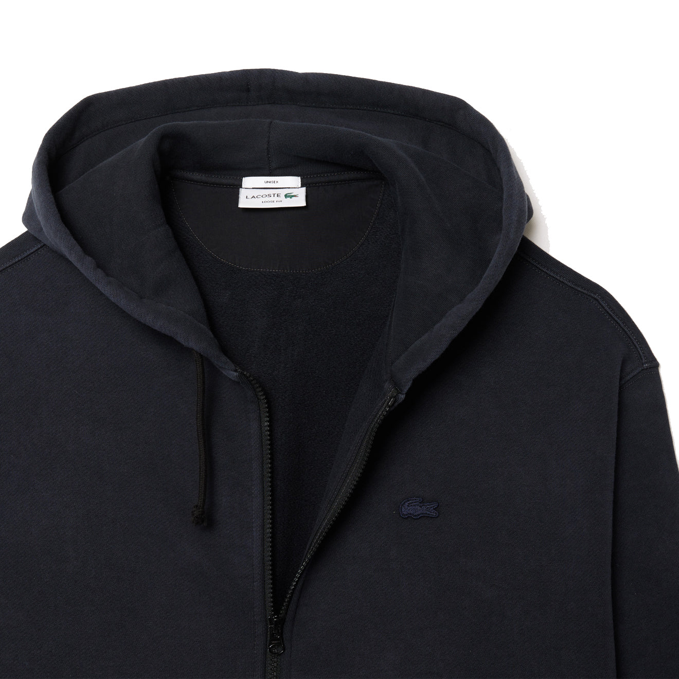 Lacoste Loose Fit Washed Effect Hoodie Black - Parasol Store