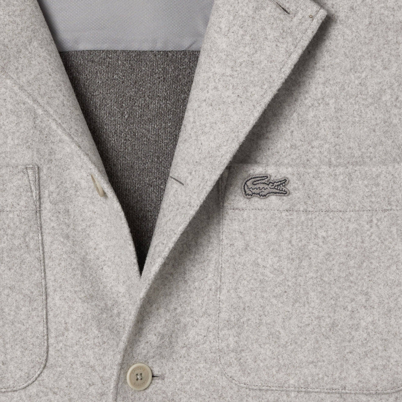 Lacoste Oversized Flannel Overshirt Grey Chine - Parasol Store