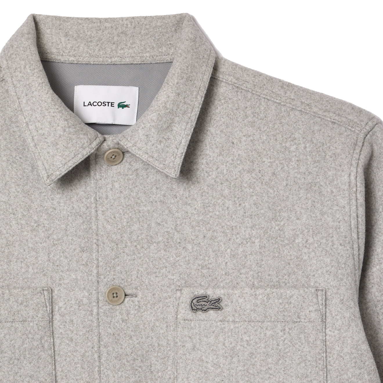 Lacoste Oversized Flannel Overshirt Grey Chine - Parasol Store