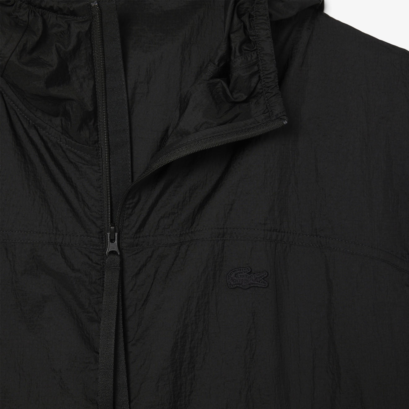 Lacoste Water-Repellent Packable Nylon Jacket Black