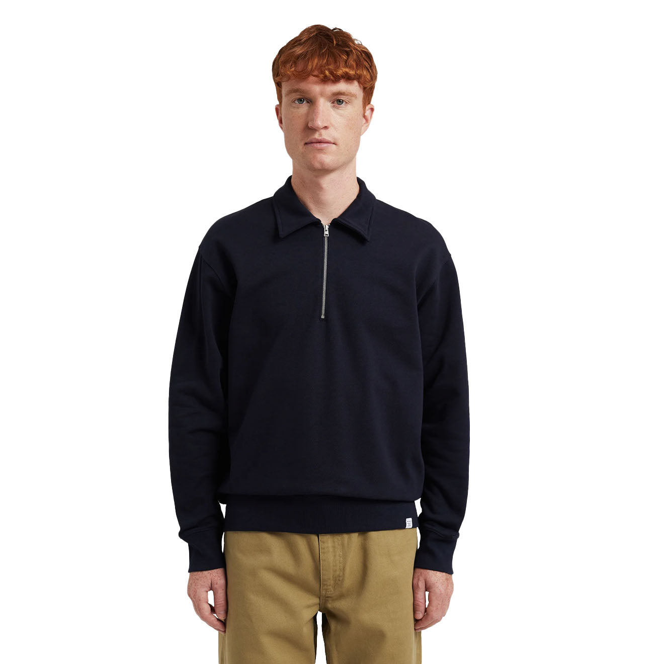 Norse Projects Ketel Relaxed Organic Half Zip Dark Navy - Parasol Store