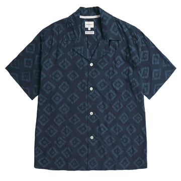 Norse Projects Mads Batik SS Shirt Dark Navy - Parasol Store