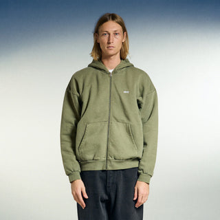 Obey Lowercase Pigment Zip Hood Pigment Deep Lichen Green - Parasol Store