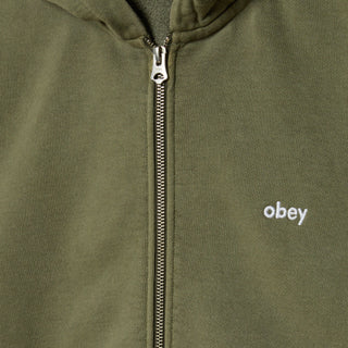 Obey Lowercase Pigment Zip Hood Pigment Deep Lichen Green - Parasol Store