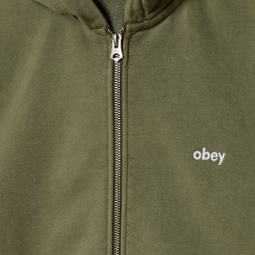 Obey Lowercase Pigment Zip Hood Pigment Deep Lichen Green - Parasol Store