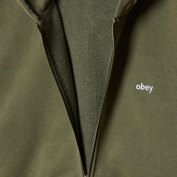 Obey Lowercase Pigment Zip Hood Pigment Deep Lichen Green - Parasol Store