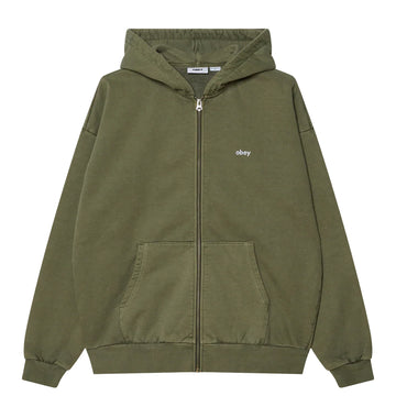 Obey Lowercase Pigment Zip Hood Pigment Deep Lichen Green - Parasol Store