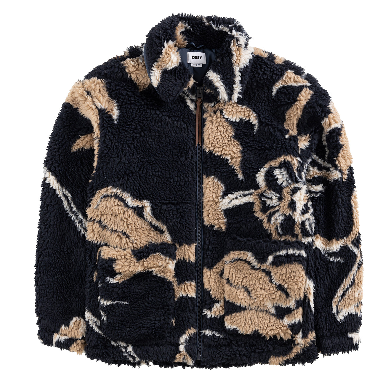 Obey Mushroom Sherpa Jacket Dark Navy Multi - Parasol Store